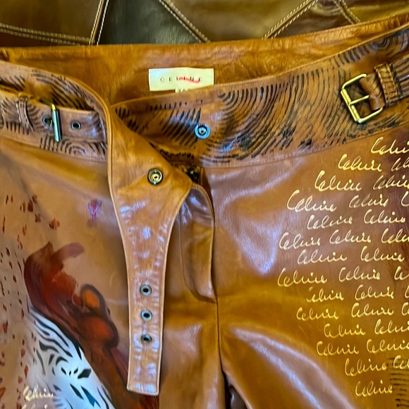 -๐๐๐๐- ๐ฅ๐๐ฑ๐๐๐ฅCELINE RUNWAY VINTAGE SUPER RARE!! HANDPAINTED GOATSKIN PANTS - Picture 10 of 17